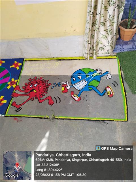 Extension activity:- Rangoli Competition on Viral disease at IGGC Pandaria organized by department of Botany & Zoology